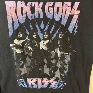 KISS Rock Gods Graphic Band Tee Black Vintage Style T-Shirt, L